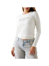 Guess Maglione Reyna con logo frontale in strass Bianco